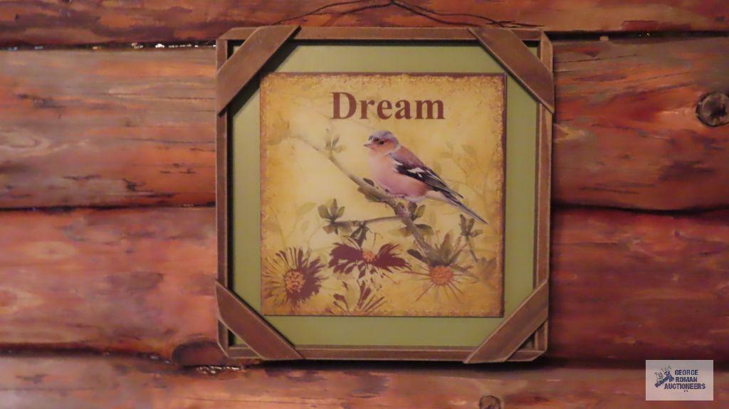 Decorative birdhouse wreath and dream wall hanging