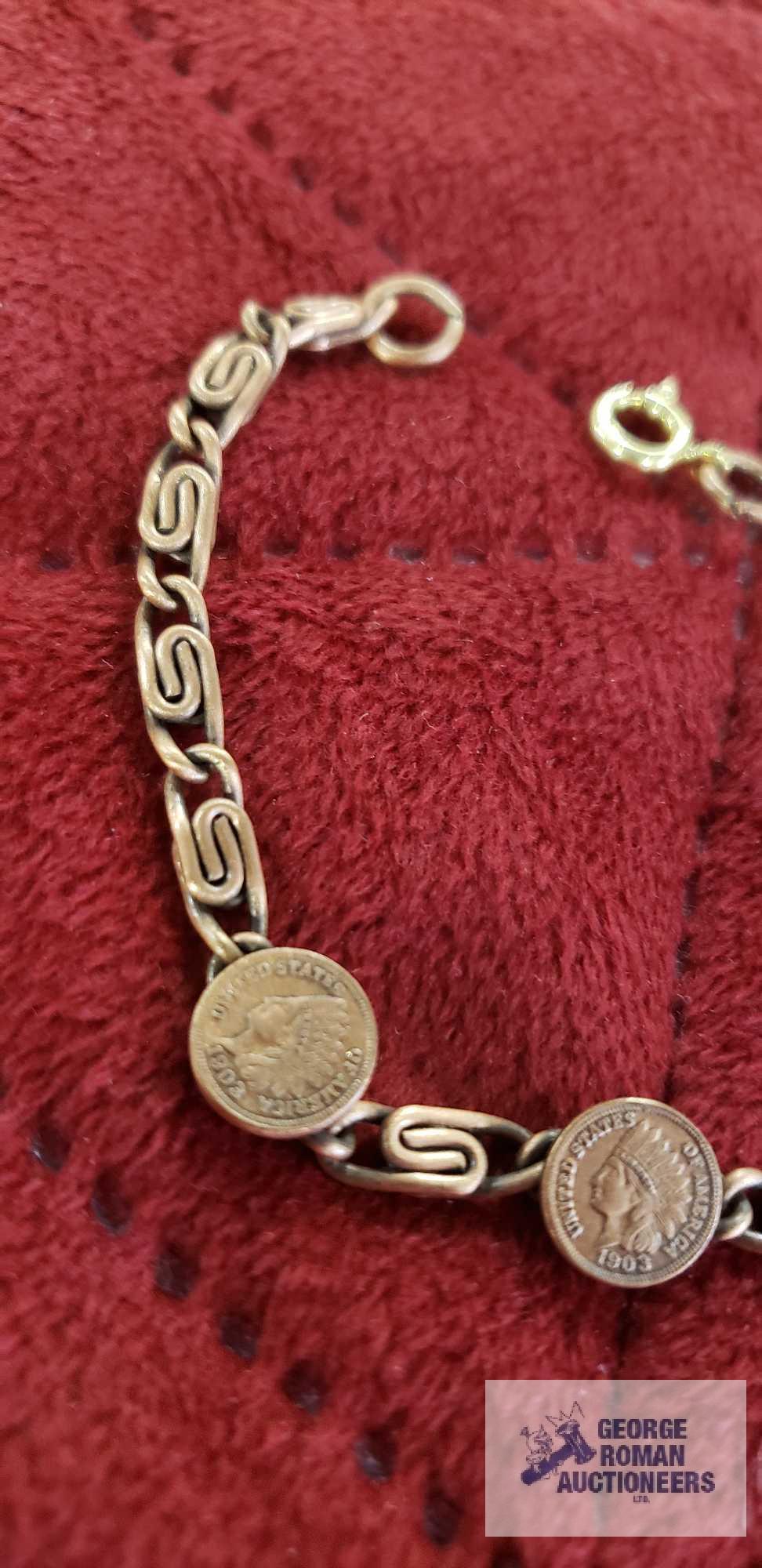 Copper colored replica coins...decorative bracelet