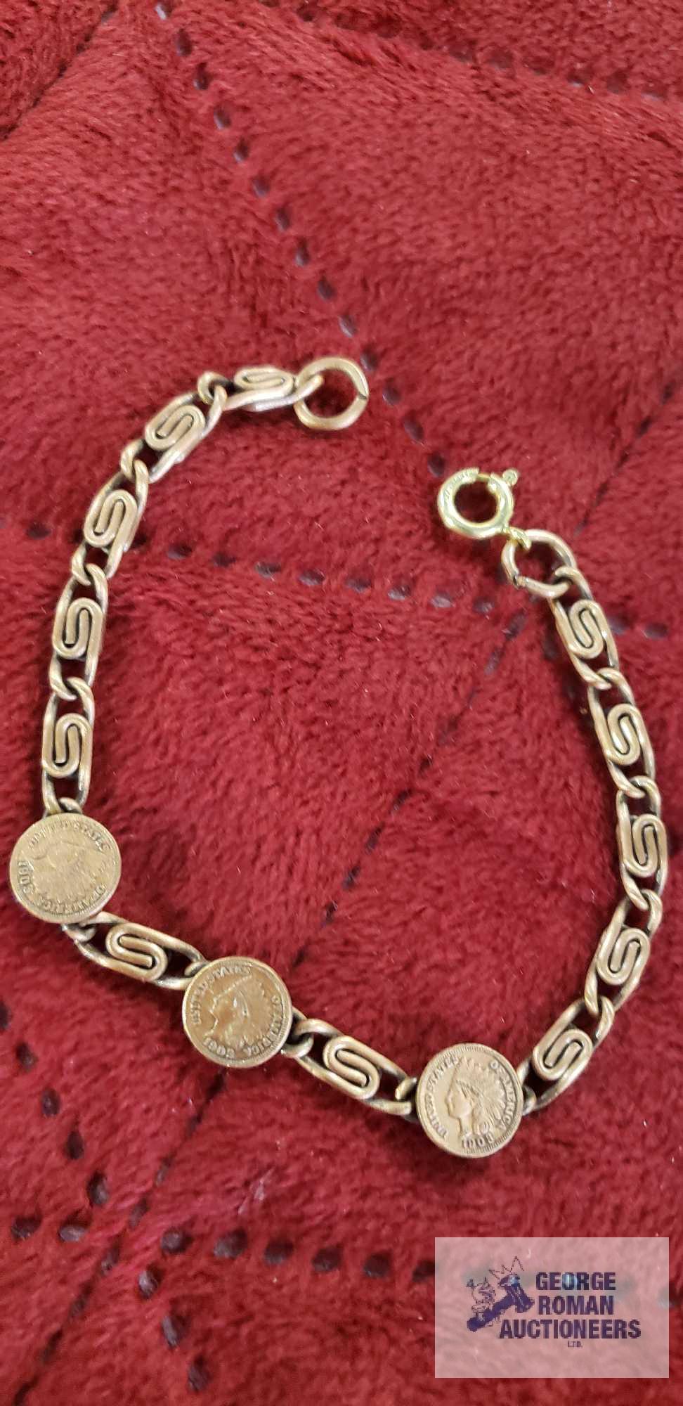 Copper colored replica coins...decorative bracelet