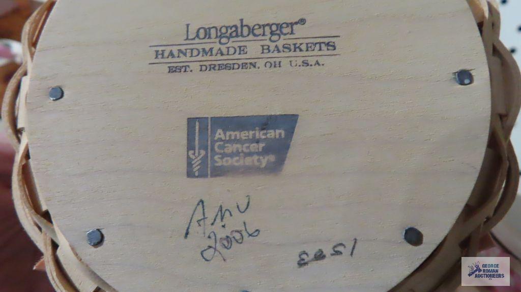 Longaberger American Cancer Society 2002 and 2006 whitewashed horizon of hope baskets