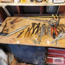 Lot of hand tools, cutters, pliers and etc