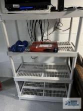 Plastic shelving unit, contents NOT included