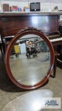 Mirror with cherry frame and rose top