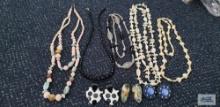 Beaded necklaces and earrings