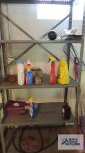 Cleaning items, scrubbers and brooms, buckets and cleaning items.