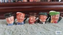 5 Royal Doulton miniature mugs