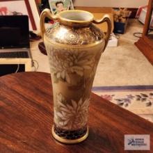 Nippon hand painted double handled vase