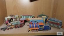 Assorted toy train cars