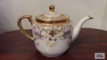 Nippon hand painted small gold embellished teapot