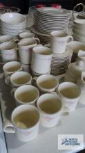 Pfaltzgraff plates, cups, salt and pepper shakers, and other dishes. Service for 12+