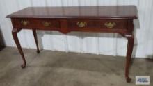 Sofa table made by Heckman Furniture. 27-1/4 in. tall by 54 in. long by 17-1/2 in. deep