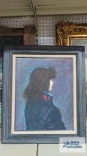 Clyde Singer oil on board painting, titled New Look...-1962. Frame measures 23-1/2 in. by 26-1/2 in.