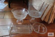 Candlewick divided dish and serving glassware