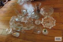 large lot of clear glassware and etc