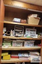 lot of assorted crafting supplies and crafting books