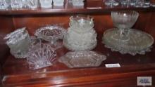 Glassware, serving plates, bowls, compote, napkin holder and etc.