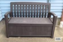Plastic outdoor bench with storage