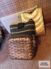 Gold, copper and black and gold shoulder bags