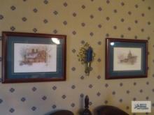Capital and Williamsburg...prints and brass candle sconce