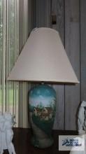 Hand painted town scene lamp