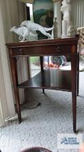 Leather top mahogany end table
