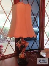 Hand painted ceramic and metal table lamp