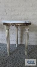 Marble top with wooden base plant stand, made in Italy