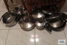 large assortment of cookware