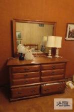 Maple dresser with mirror, made by Sprague and Carlton