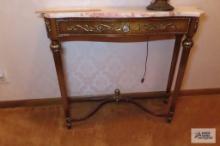 French provincial marble top wall table