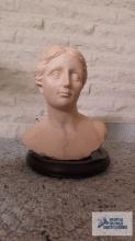 Bust with wood base