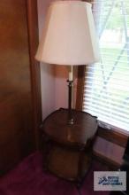 Cherry lamp table with cane bottom