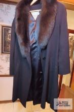 Marvin Richards coat with fur collar, size twelve