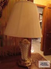 Small brass and glass table lamp