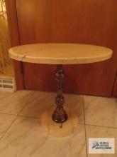 Marble and metal accent table
