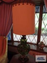 Decorative...green glass and metal lamp