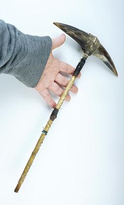 Vintage Child's Dance Wand. Horn and Leather wrapped Wood Handle.
