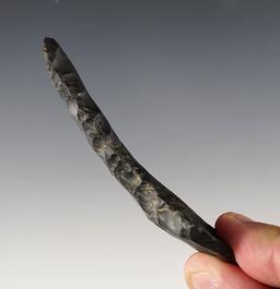 3 5/16" Coshocton Flint Drill with nice use polish to edges. Found in Ohio.