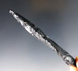 4 7/16" Stemmed Knife made from Obsidian. Found by Harry Merrill in Klamath Co., Oregon.
