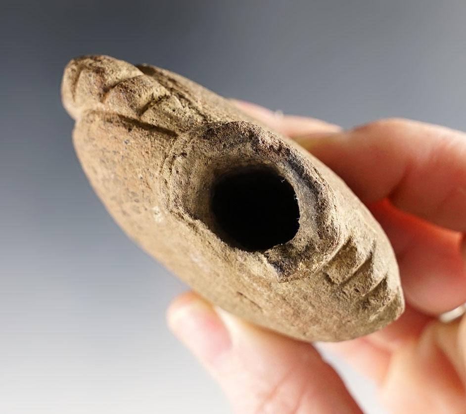 Very unique style 2 3/4" tall e Sandstone Pipe - Newhouse Site in Dearborne Co., Indiana.