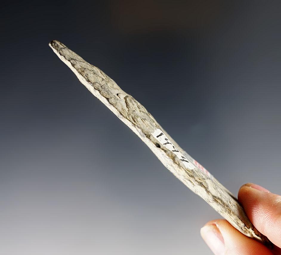 4 1/16” Leaf Blade. Found by Joe and Helen Krajcik in 1955, Plymouth, Benton Co., Washington.