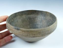 2 1/4" tall by 5" wide Caddo Pottery Bowl with moderate restoration. Ex. Roger Peterson.