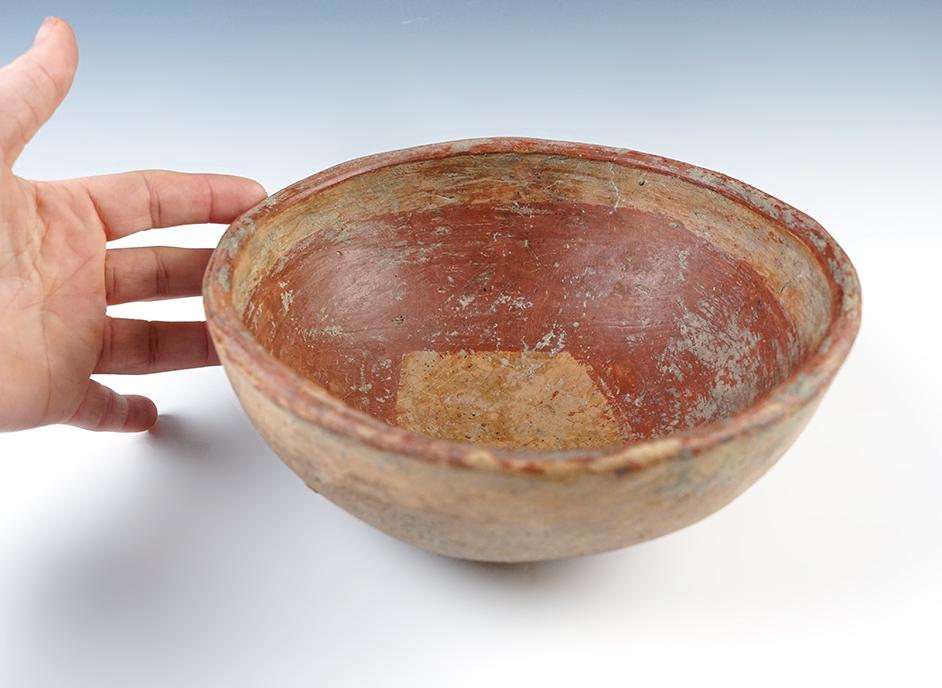 7 3/8" wide by 3" tall solid condition PreColumbian Pottery Bowl recovered in Mexico.
