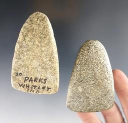 Pair of nicely styled stone Adzes. Largest is 2 13/16" and is from the Cameron Parks collection.