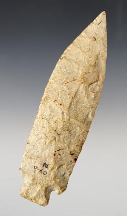 5 3/4" long Etley that is made from heavily patinated Burlington Chert. Found in Missouri. COA.