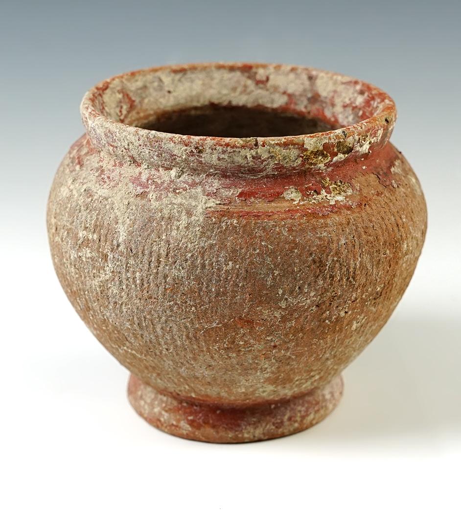 3 1/2" tall by 4 1/8" wide Ban Chiang Pottery Vessel with excellent age on surface. Thailand.