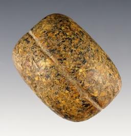 Well patinated 2" Grooved Loafstone made from Granite. Scioto Co., Ohio. Ex. Dave Kuhn.