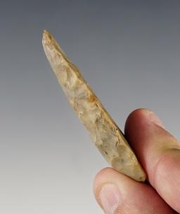 2 3/16" Paleo Square Knife made from Coshocton Flint. Found in Licking Co., Ohio. Ex. Dilley.
