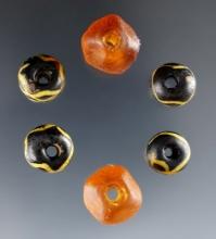 Excellent set of 6 Beads recovered at the White Springs Site in Geneva, New York.