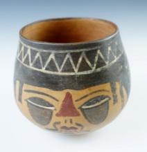 5 3/4" wide x 4 1/4" tall Nazca Head Vessel in solid condition with excellent paint.
